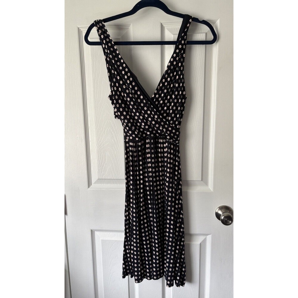 Ann Taylor Loft Women Black With Daisies Floral Dress size Sm Sleeveless
